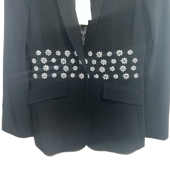 NEW NWT Cinq A Sept Loisa Crystal Embellished Crepe Blazer Jacket In Black - Picture 5 of 14